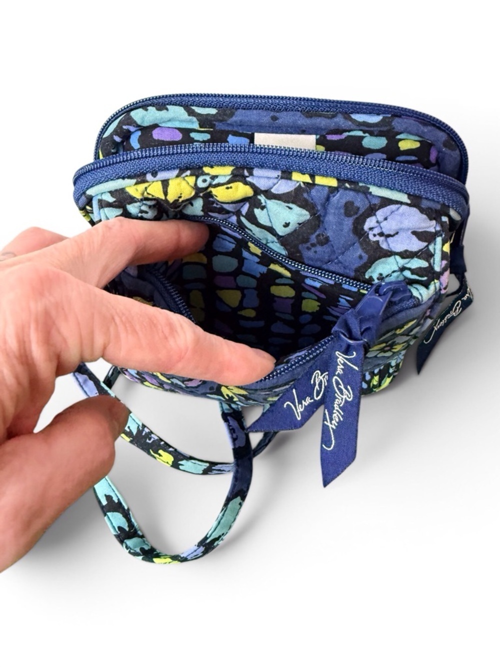 Vera Bradley Mini Hipster Crossbody Indigo Pop-RETIRED Floral Blue/Purple GUC - Picture 7 of 8